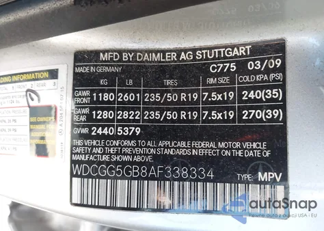 2010 Mercedes-Benz Glk 350 from USA, damaged, VIN WDCGG5GB8AF338334